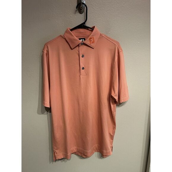 Footjoy Mens Medium Orange FJ Stitched Collar Golf Polo Shirt - Picture 1 of 9